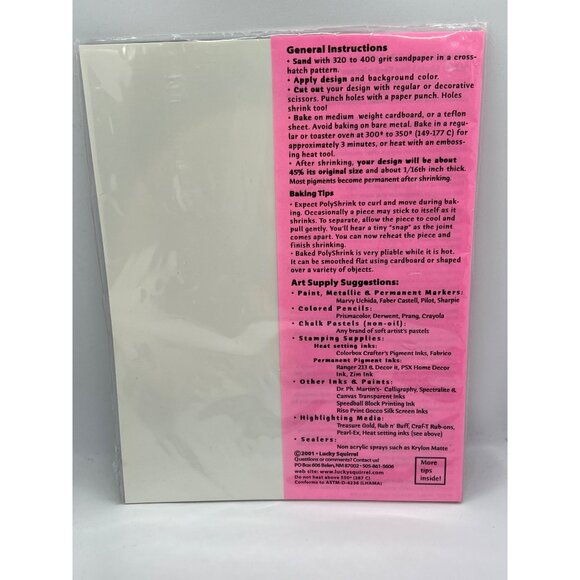 PolyShrink Artists Grade Shrink Plastic Sampler Pack 8 Sheets 8x10" Clear White - Picture 2 of 2